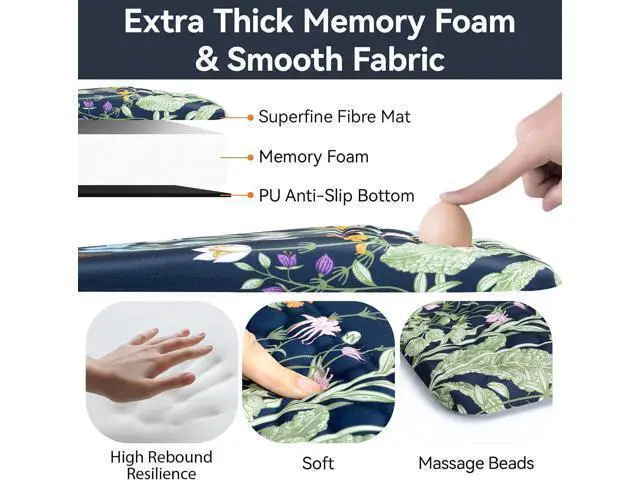 Alt view image 4 of 6 - Mouse Pad with Wrist Rest Floral Ergonomic Comfortable Pain Relief Mousepad Wrist Support for Computer Office
