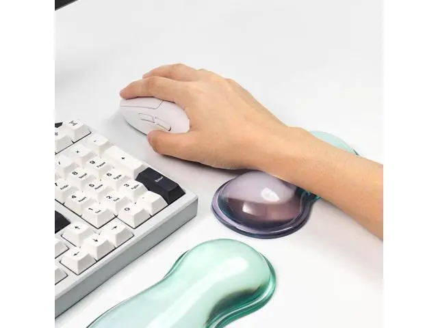 Alt view image 6 of 7 - Gel Keyboard and Mouse Wrist Rest Set Clear Wrist Rest for Computer Keyboard 60%/68%/75% Comfort & Support for Typing and Gaming(Purple Green)
