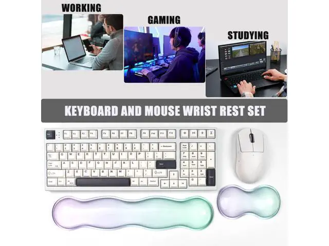 Alt view image 2 of 7 - Gel Keyboard and Mouse Wrist Rest Set Clear Wrist Rest for Computer Keyboard 60%/68%/75% Comfort & Support for Typing and Gaming(Purple Green)