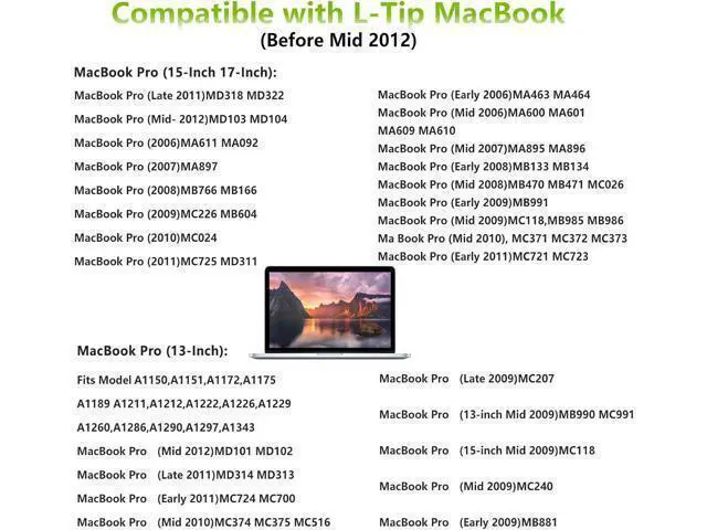Alt view image 3 of 7 - Mac Book Pro Charger 85W Mag 1 L-Tip Power Adapter Compatible with Mac Book Pro 13 15 17 inchBefore Mid 2012