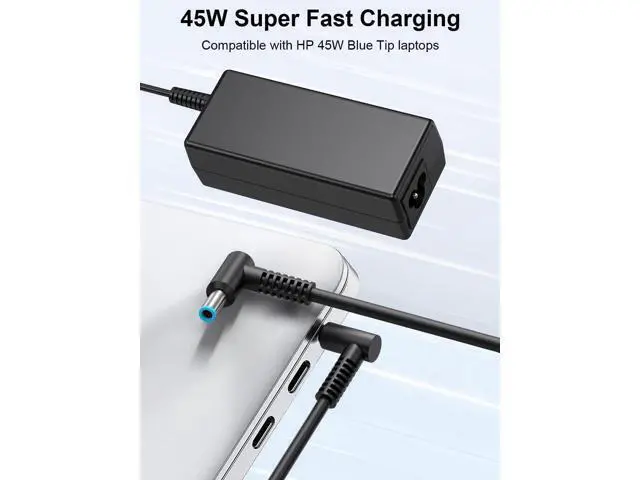 Alt view image 2 of 6 - 45W Charger Compatible with HP Laptop Charger Blue Tip Pavilion x360 11 13 15 Zbook 14u G4 G5 15u 15 G3 Notebook 15 Stream 13 11 14 AC Adapter with Power Cord
