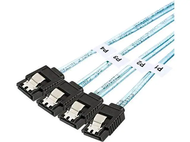 Alt view image 4 of 5 - Aomoproing SFF-8644 to 4 Sata 7 Pin Cable, External Mini SAS HD SFF-8644 to 4 Port SATA Cable, Hard Disk Data Server Raid Cable 2 M / 6.6 FT