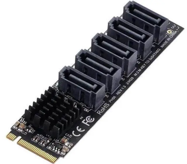 Main image of Aomoproing M.2 NGFF NVME M-Key PCI Express to SATA 3.0 6Gbps 5 Ports Adapter Converter Hard Drive Extension Card JMB585 2280
