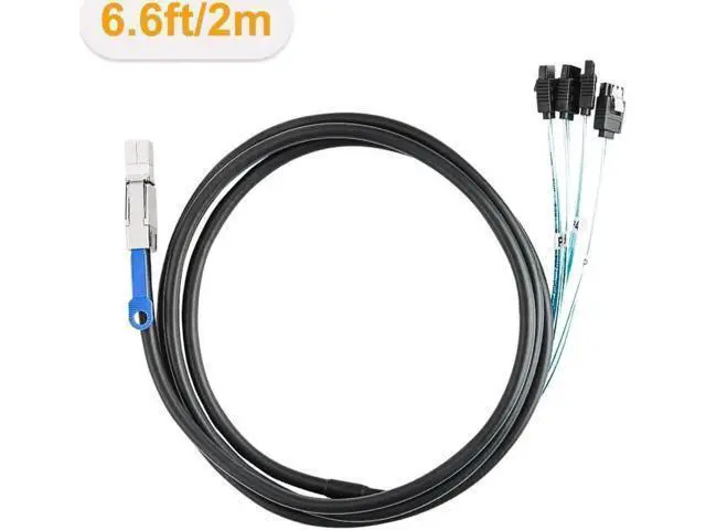 Alt view image 3 of 5 - Aomoproing SFF-8644 to 4 Sata 7 Pin Cable, External Mini SAS HD SFF-8644 to 4 Port SATA Cable, Hard Disk Data Server Raid Cable 2 M / 6.6 FT
