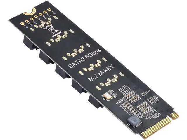 Alt view image 6 of 7 - Aomoproing M.2 NGFF NVME M-Key PCI Express to SATA 3.0 6Gbps 5 Ports Adapter Converter Hard Drive Extension Card JMB585 2280