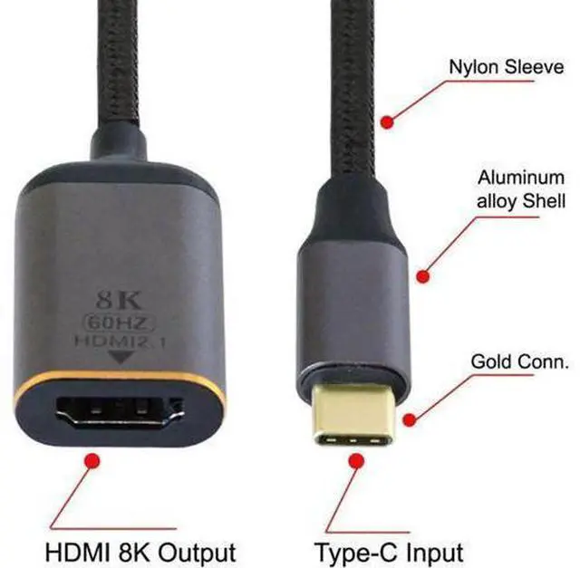 Main image of USB-C Type-C USB4 Source to Female HDTV 2.0 Cable Display 8K 60HZ UHD 4K HDTV Male Monitor