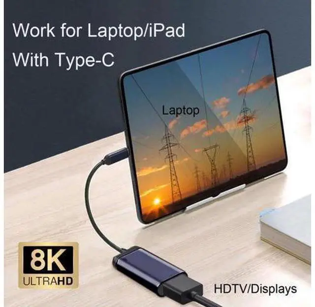 Alt view image 3 of 3 - USB-C Type-C USB4 Source to Female HDTV 2.0 Cable Display 8K 60HZ UHD 4K HDTV Male Monitor