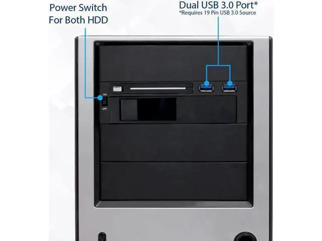 Alt view image 4 of 7 - Aomoproing 5.25" Bay Tray Less Mobile Rack for 3.5" and 2.5" Sata III HDD with Extra 2 Port USB 3.0, Black/White