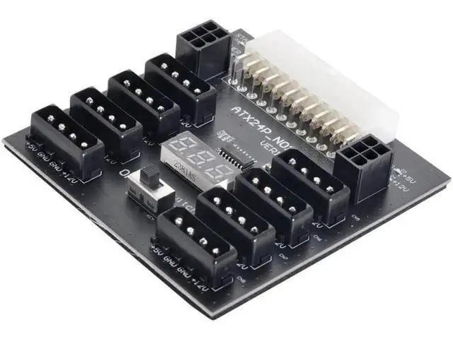 Alt view image 3 of 3 - For CHIA ETH BTC Mining Miner ATX PSU Server Power Board Power Supply Board 24Pin to IDE 8x 4Pin +2x 6Pin