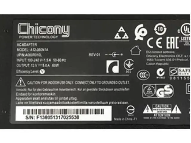 Alt view image 2 of 2 - Aomoproing Laptop Charger For LITEON PA-1600-2A-LF 12V 5A 60W Chicony A12-060N1A A060R010L 4.16A Power Supply Monitor AC Adapter