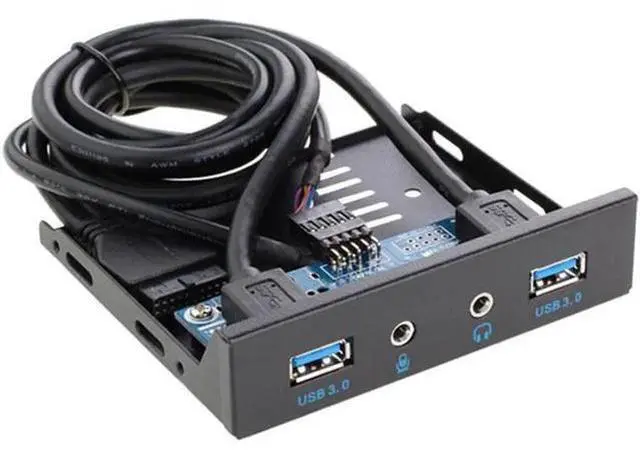Main image of Aomoproing 3.5 Inch Front Panel USB Hub - 2 Port USB 3.0 with HD Audio Output & Microphone, USB 20-Pin to 2 Port USB 3.0 Splitter, Stereo Audio Mic Function for Computer/PC Expansion