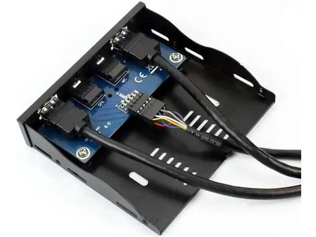 Alt view image 4 of 5 - Aomoproing 3.5 Inch Front Panel USB Hub - 2 Port USB 3.0 with HD Audio Output & Microphone, USB 20-Pin to 2 Port USB 3.0 Splitter, Stereo Audio Mic Function for Computer/PC Expansion