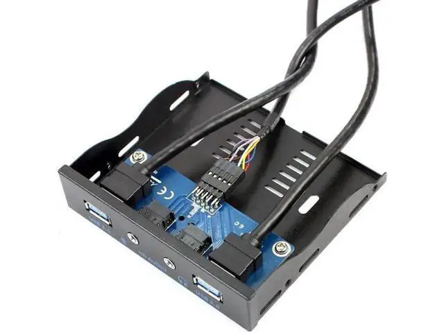 Alt view image 3 of 5 - Aomoproing 3.5 Inch Front Panel USB Hub - 2 Port USB 3.0 with HD Audio Output & Microphone, USB 20-Pin to 2 Port USB 3.0 Splitter, Stereo Audio Mic Function for Computer/PC Expansion