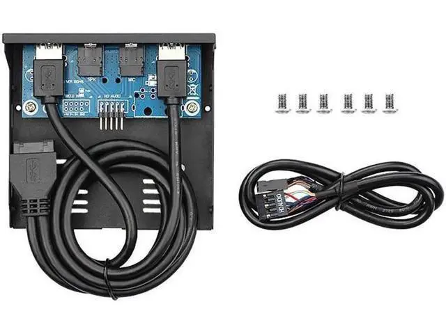 Alt view image 5 of 5 - Aomoproing 3.5 Inch Front Panel USB Hub - 2 Port USB 3.0 with HD Audio Output & Microphone, USB 20-Pin to 2 Port USB 3.0 Splitter, Stereo Audio Mic Function for Computer/PC Expansion