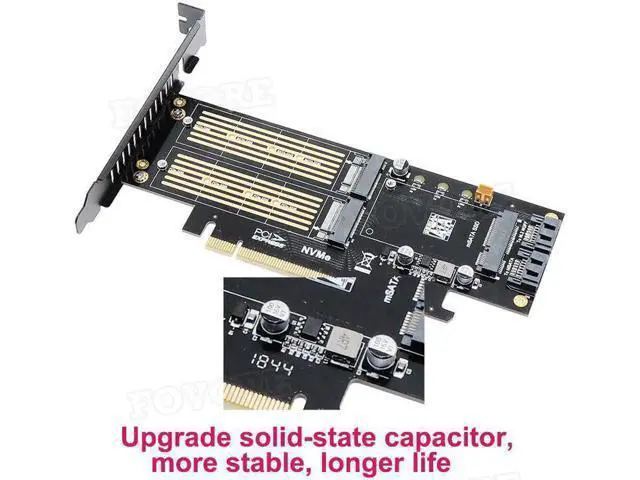 Alt view image 4 of 5 - Aomoproing to m2 adapter M.2 NVMe AHCI NGFF B M key mSATA 3 in 1 SSD adaper PCI express X16 to m.2 converter card