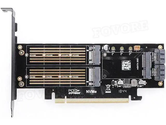 Alt view image 5 of 5 - Aomoproing to m2 adapter M.2 NVMe AHCI NGFF B M key mSATA 3 in 1 SSD adaper PCI express X16 to m.2 converter card