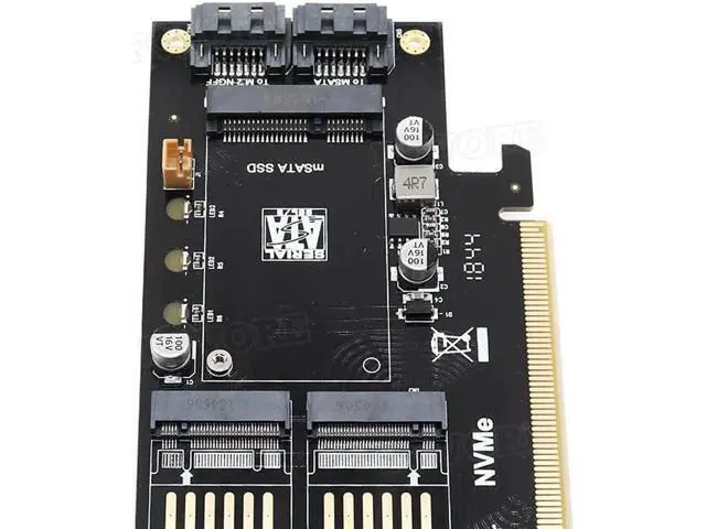 Alt view image 3 of 5 - Aomoproing to m2 adapter M.2 NVMe AHCI NGFF B M key mSATA 3 in 1 SSD adaper PCI express X16 to m.2 converter card