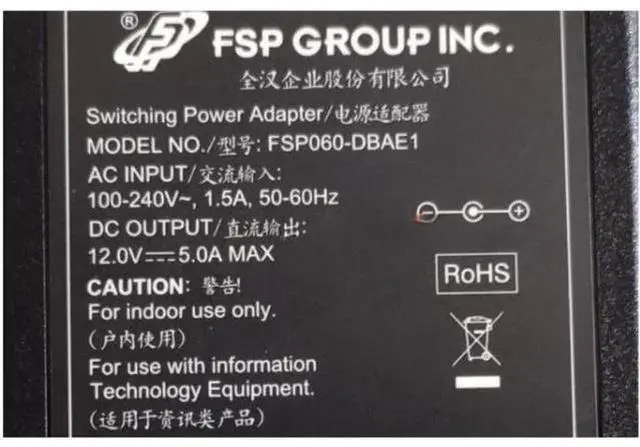 Alt view image 2 of 2 - FSP FSP060-DBAE1 60W 12V 5A AC Switching Power Adapter For ASUSTOR AS-202TE FSP060-DBAB1 Laptop Power Supply Charger