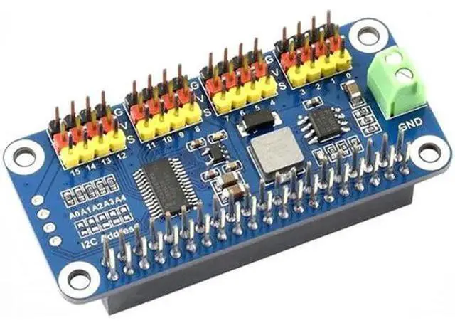 Main image of 16-CH 12-Bit PWM Servo Motor Driver Module Shield Expansion Board HAT for Raspberry Pi RPI Zero W WH 3B Plus 4B