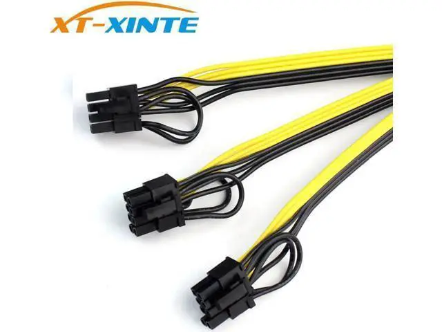Alt view image 4 of 5 - XT-XINTE 5Pcs Power Supply Cable 1 to 3 6p+2p Miner Adapter Cable 8pin GPU Video Card Wire 12AWG+18AWG Cables for BTC Mining