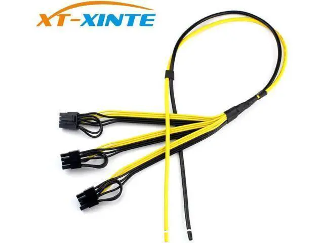 Alt view image 2 of 5 - XT-XINTE 5Pcs Power Supply Cable 1 to 3 6p+2p Miner Adapter Cable 8pin GPU Video Card Wire 12AWG+18AWG Cables for BTC Mining