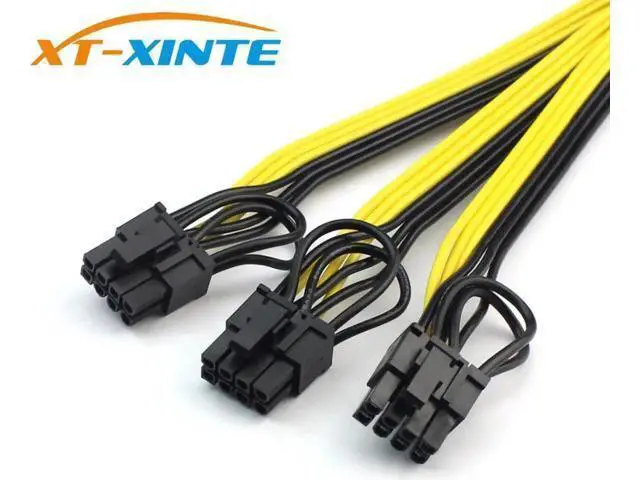 Alt view image 3 of 5 - XT-XINTE 5Pcs Power Supply Cable 1 to 3 6p+2p Miner Adapter Cable 8pin GPU Video Card Wire 12AWG+18AWG Cables for BTC Mining
