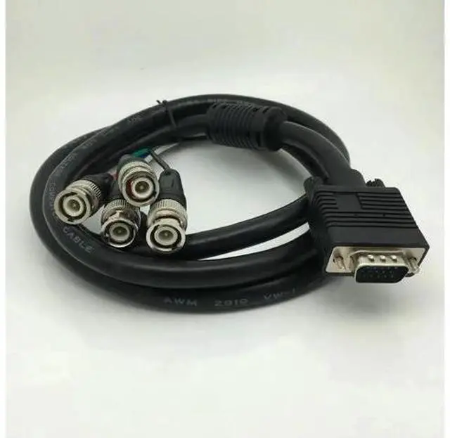 Main image of FOR 5M 10M 15M VGA Male to 5BNC Male Adapter Cable 6-in Gold VGA Male to RGBHV 5 BNC RCA Male Breakout Cable Adapter
