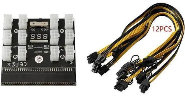 Main image of FOR Breakout Board With 12PCS Cable 12 Port 6Pin Power Module Server Adapter For 1200W 750W PSU GPU Miner BTC ETH