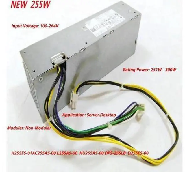Main image of 255W PC Power Supply For Server L255AS-00 H255ES-00 YH9D7 255W Power Supply For 3020 7020 9020SFF T1700 Small Classic Desktop