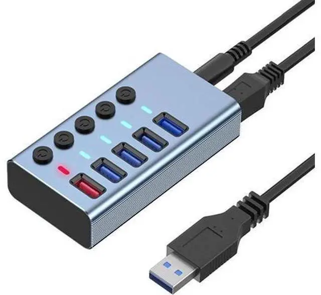 Main image of 5 Ports USB3.0 Splitter Computer Extender USB HUB 2.4A Fast Charging Port External 12V Power Supply -EU Plug