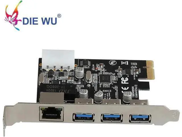 Main image of PCI Express to 3 port USB3.0 1 port RJ45 network adapter connection PCI Express network Expansion card TXB014