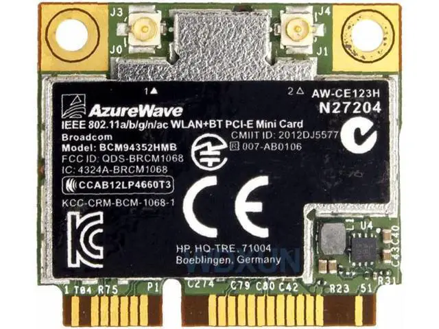 Alt view image 3 of 3 - BroadCom BCM4352 BCM94352HMB Half Mini PCIe PCI-express Wireless WIFI WLAN BT Bluetooth Card 802.11AC 867Mhz for 724935-001