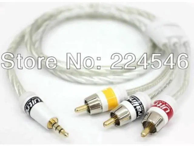 Main image of MATRIX Mini AV Plug to Audio + Composite Video Cable 3.5mm to 3RCA Cable 10ft