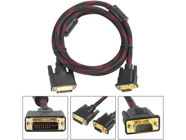 Alt view image 5 of 5 - 1.4m DVI Male to VGA Male DVI-I Cable 24 + 5 VGA Turn Cable Connector Cable to DVI-I to VGA Video for HDTV DVD Notebook