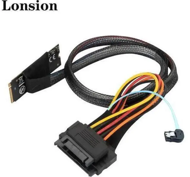 Main image of FOR M.2 (M-Key nvme) SFF-8643 to U.2 SFF-8639 Adapter with SATA 15P and 7P Right-Angle Cable