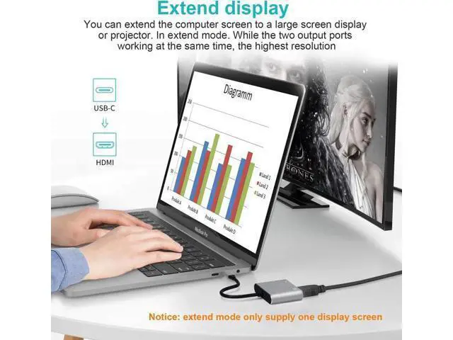 Alt view image 2 of 6 - USB C to HDMI VGA Adapter, USB 3.1 Type C (USB-C) to VGA Adapter with Aluminium Case for2017 / 2016 MacBook, 2017 iMac, Chromebook, Dell, HP and More