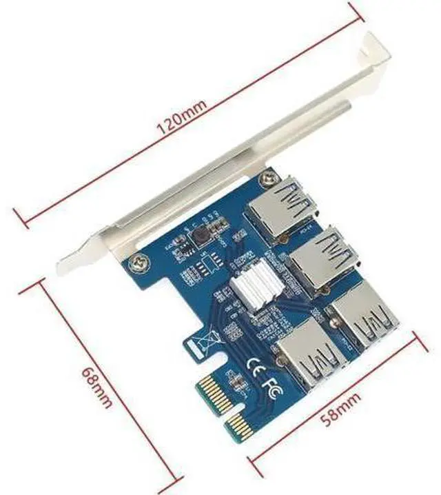 Alt view image 2 of 7 - PCIE 1 TO 4 PCI Express 1X Slots PCI-E X1 To PCI-E X16 Graphic Card Slot Riser Card Mini ITX To External 4 PCI-E Slot Adapter PCIe Port Multiplier Card For BTC LTC