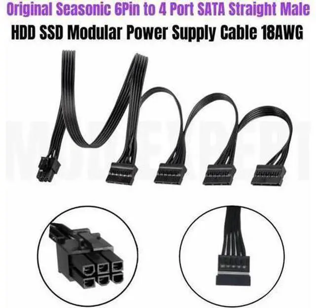 Main image of Original Seasonic 6Pin To 4 Port Male SATA Modular Power Cables for Seasonic FOCUS PLUS 1000W 850W 750W 650W 550W Platinum Power