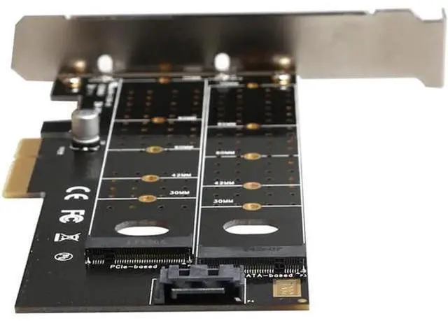 Alt view image 5 of 5 - PCIe to M.2 dual NVMe SSD NGFF Riser card PCIE X4 adapter M Key B Key dual interface Expansion card