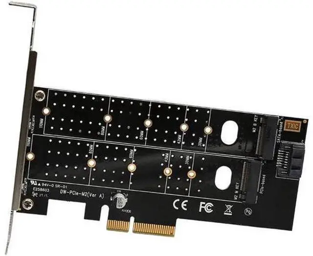 Alt view image 4 of 5 - PCIe to M.2 dual NVMe SSD NGFF Riser card PCIE X4 adapter M Key B Key dual interface Expansion card