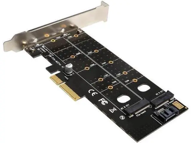 Alt view image 3 of 5 - PCIe to M.2 dual NVMe SSD NGFF Riser card PCIE X4 adapter M Key B Key dual interface Expansion card
