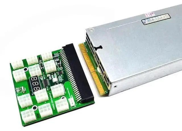 Alt view image 2 of 2 - Breakout board 12 port 6 pin LED display 12V power supply server adapter suitable for 1200W 750W mining machine