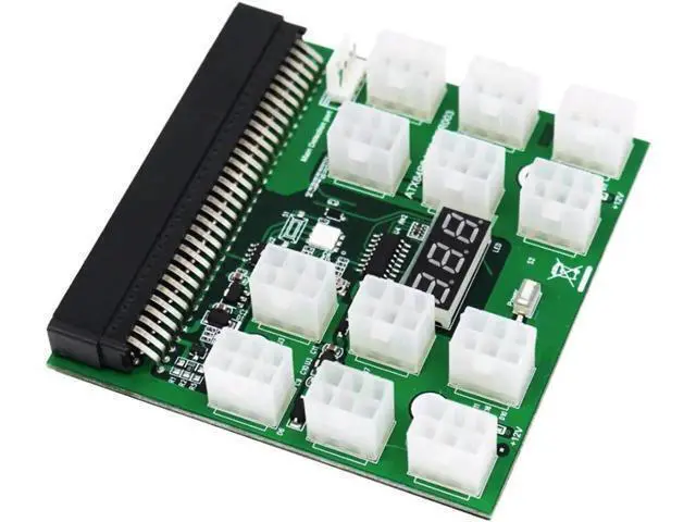 Alt view image 4 of 7 - PCI-E 12V 64Pin to 12x 6Pin Power Supply Server Adapter Breakout Board for HP 1200W 750W PSU Server GPU BTC Mining