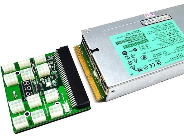 Alt view image 7 of 7 - PCI-E 12V 64Pin to 12x 6Pin Power Supply Server Adapter Breakout Board for HP 1200W 750W PSU Server GPU BTC Mining