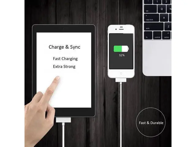 Alt view image 2 of 7 - 30-Pin Charger Cable Compatible for Old iPhone 4 4S 3GS Old iPad 1st 2nd 3rd Generation iPod Classic 1st 2nd 3rd Gen Touch 4th iPod Nano 5th 6th Gen USB Fast Charge & Sync Charging Cord 1-Pack