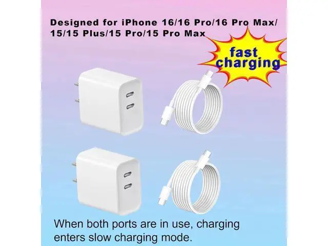 Alt view image 5 of 6 - iPhone 16 15 Charger: Fast Charging - USB C Charger - i Phone 16 Charging with 2 Pack Cable for iPhone 16/16 Plus/16 Pro/16 Pro Max/iPhone 15/15 Pro Max/