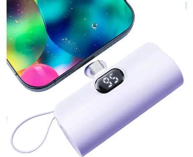Main image of Mini Power Bank 5500mAh Portable Power Bank Dual USB-C Ports Cell Phone Power Charger LCD LED Display Battery Compatible with iPhone 16/15 plus/15 pro/15 pro Max/Android Phone//Moto/LG etc