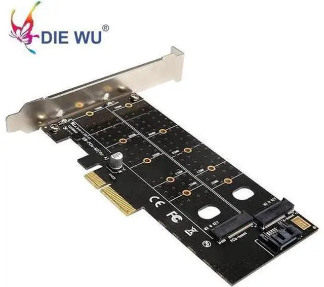 Alt view image 2 of 5 - PCIe to M.2 NVMe SSD NGFF Riser Card PCI Express to M Key B Key SATA Port Expansion Converter Adapter Expansion Card TXB044