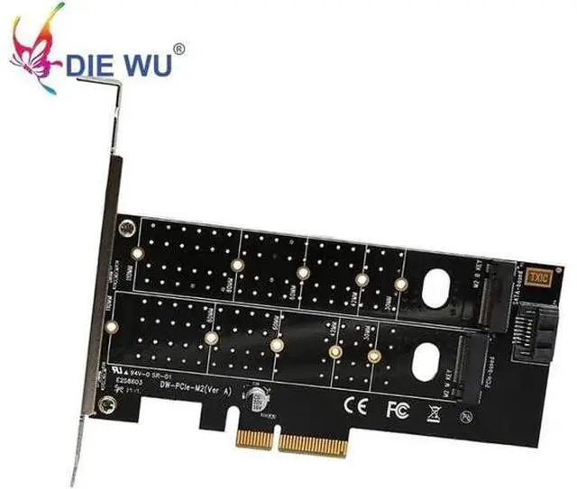 Alt view image 3 of 5 - PCIe to M.2 NVMe SSD NGFF Riser Card PCI Express to M Key B Key SATA Port Expansion Converter Adapter Expansion Card TXB044
