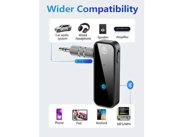 Alt view image 7 of 7 - Bluetooth 5.0 Adapter 3.5mm Jack Aux Dongle 2-in-1 Wireless Transmitter Receiver for Car TV Audio Headphones Speakers Projector